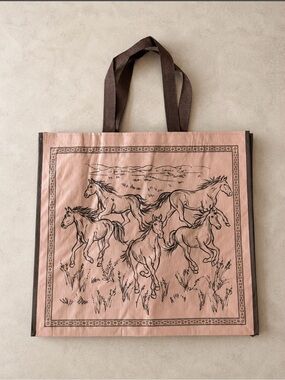 Wild horse print reusable tote bag